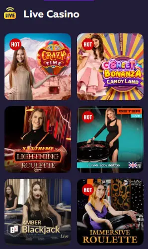 Playfina Live Casino Section