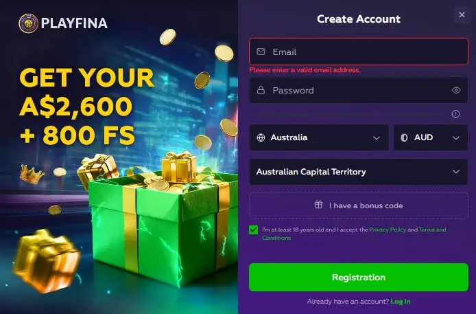 Playfina Sign Up Bonus